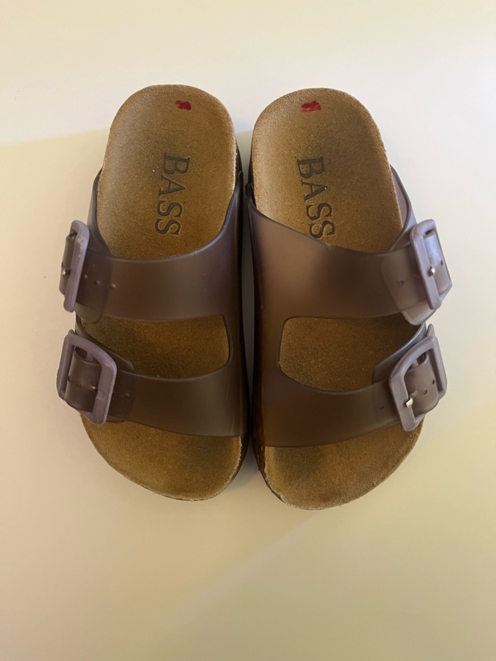 BASS Two-Buckle Slide Sandals in Dark Brown